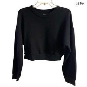 Reformation Black Cropped Sweatshirt